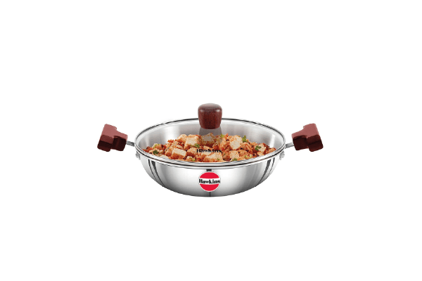 HAWKINS SSD15G STAINLESS STEEL DEEP FRY PAN WITH GLASS LID INDUCTION COMPATIBLE