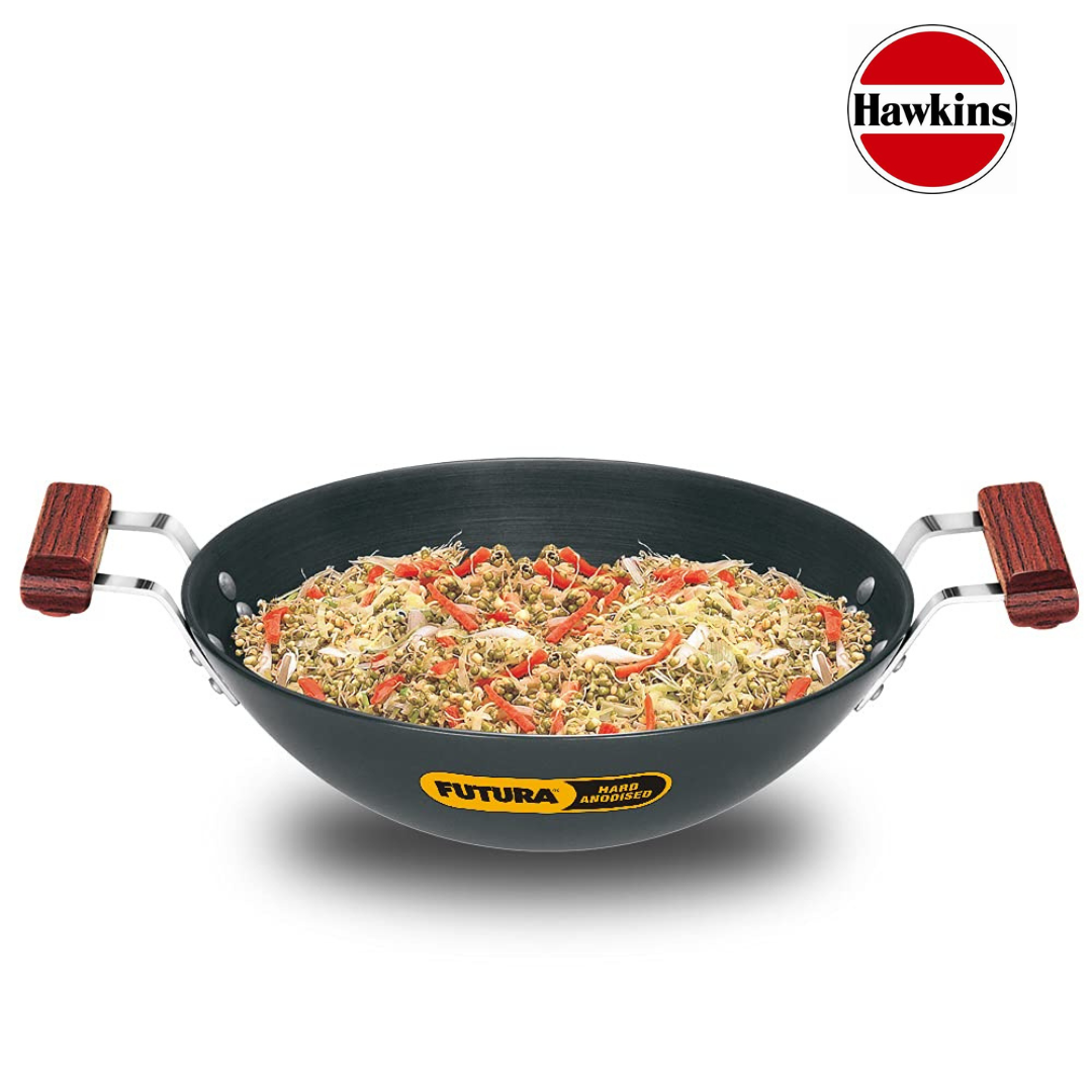 Hawkins Hard Anodised Deep Fry Pan(Kadhai)With SS Lid