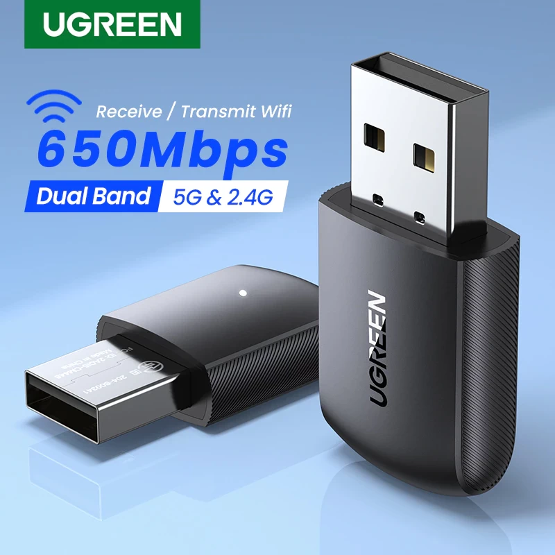 UGREEN Wireless USB Adapter(For PC)AC650 11ac Dual-Band Wireless USB Adapter - 20204
