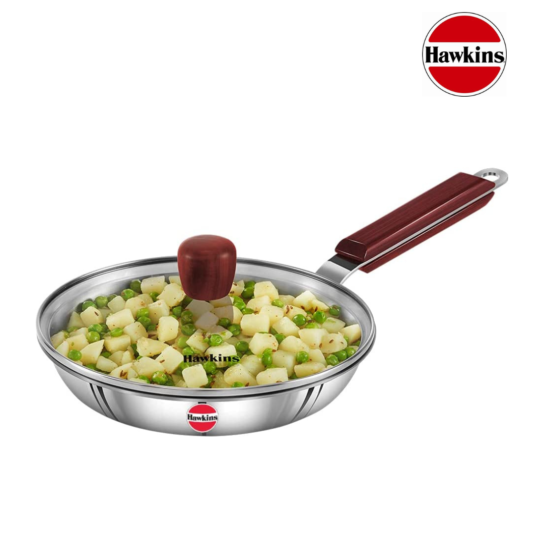 Hawkins Stainless Steel Frying Pan With Glass Lid Induction Compatible