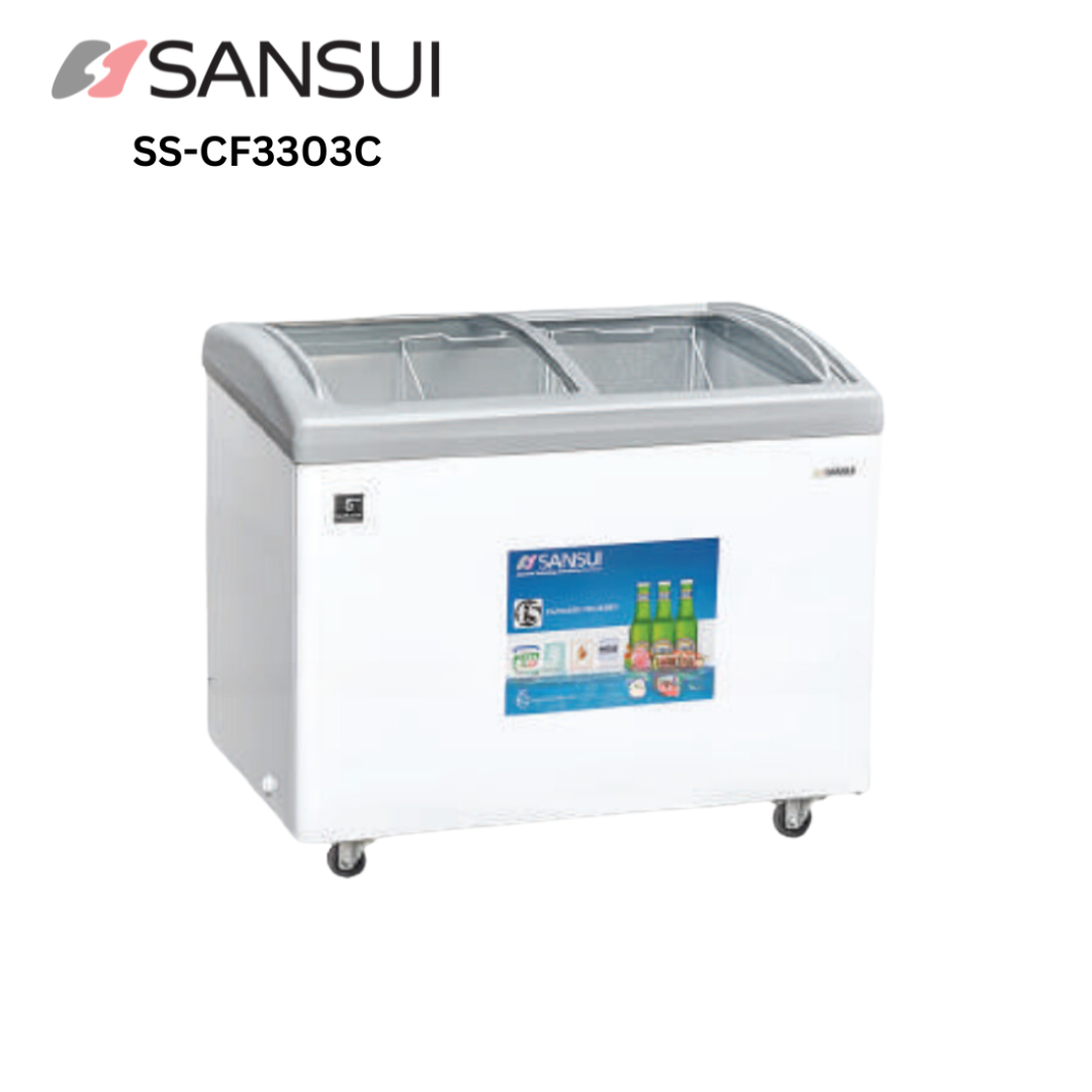 Sansui 330 Litre Deep Freeze Curved Glass