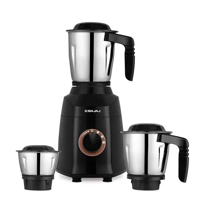 BAJAJ 410592 Bajaj Military Series Finesse 750W Midni 3 Jar 750 Watt Mixer Grinder in Black