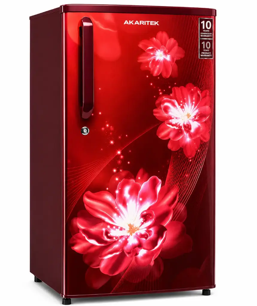 AKARITEK AKDS180FR 180ltr single door Red flower