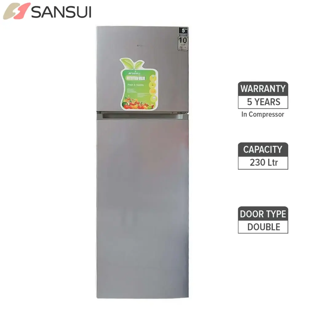 SANSUI SPH230DDI 230 Litre Double Door in SS Dark Grey Color Refrigerator