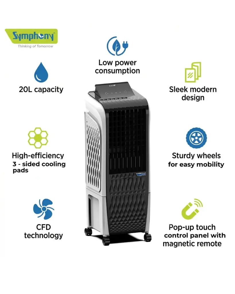 SYMPHONY Diet 3D 20i 12 Litre,145 Watt Tower Air Cooler