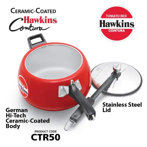 HAWKINS CTR50 5 Litre C-C Tomato Red Pressure Cooker