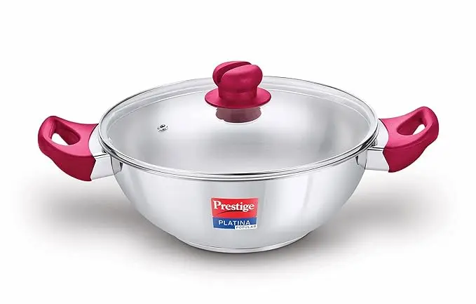 PRESTIGE 36888 SS PLATINA POP CKWR KADAI 280mm IB with Glass Lid Cookware