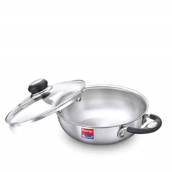 PRESTIGE 37424 TRIPLY SPLENDOR COOKWARE KADAI 240mm 240MM Triply SS Kadai with Glass Lid