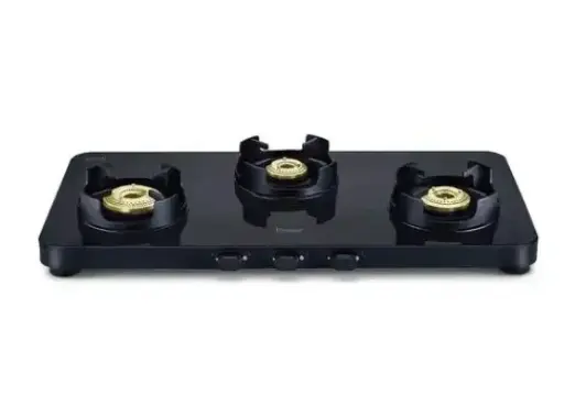 [PRE0039] PRESTIGE 40186 PEBS 03 - Edge 3 Burner Gas Stove Black 3 Burner Slim Cooktop Schott Glass