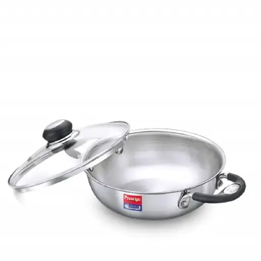 [PRE0151] PRESTIGE 37424 TRIPLY SPLENDOR COOKWARE KADAI 240mm 240MM Triply SS Kadai with Glass Lid